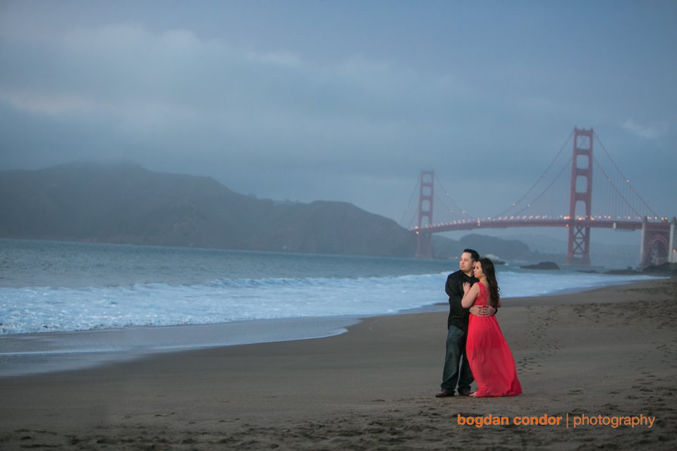 baker beach sunset engagement photos